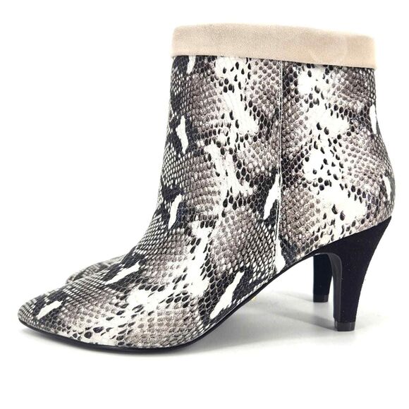 New 42 Gold Ojai Cuff Ankle Boots Snakeskin Print Leather Booties Women Size 7.5 - Picture 1 of 9